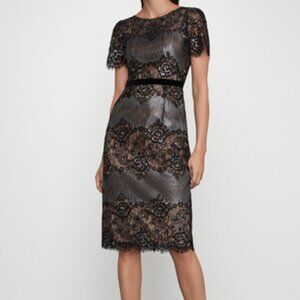 BCBG Metallic Lace Cocktail Dress Size 2 NWT